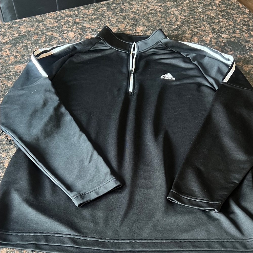 adidas Black and White Quarter-Zip Pullover XL